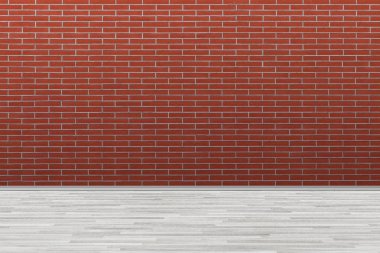 Eski ahşap zemin ile eski tuğla duvar. Eski oda arka plan.