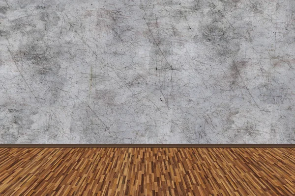 部屋の視点、グランジの灰色のコンクリートの壁と木の板グループ. — ストック写真