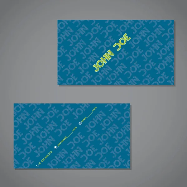 Επαγγελματική κάρτα κακογράφονται κειμένου σε μπλε με το πράσινο — Διανυσματικό Αρχείο