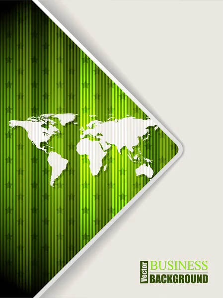Αφηρημένο πράσινο φυλλάδιο με παγκόσμιο χάρτη — Διανυσματικό Αρχείο