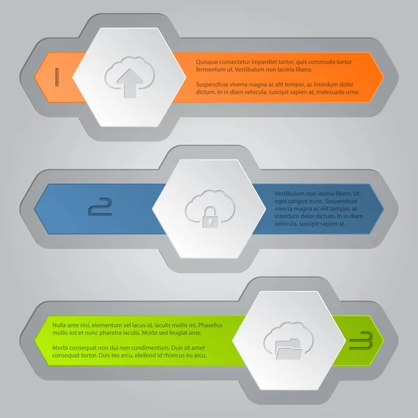 Infografik-Hintergrund mit Hexagon-Elementen und Cloud-Icons — Stockvektor
