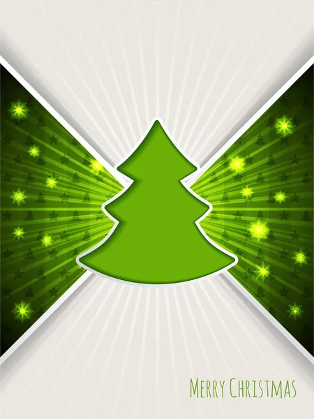 Weihnachtsgruß mit platzendem grünen Weihnachtsbaum — Stockvektor
