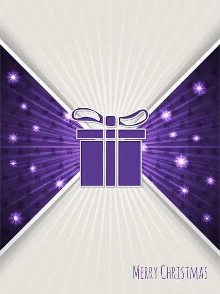 Christmas greeting with bursting purple christmas gift — Stock Vector