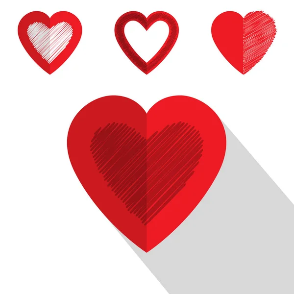 Valentin nap szív ikon lapos kivitel — Stock Vector