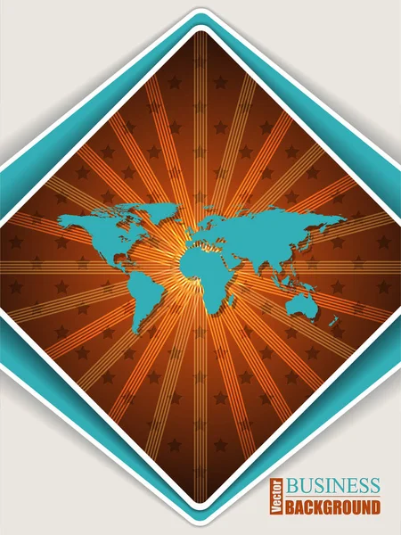 世界地図を使った抽象オレンジ ターコイズ パンフレット — ストックベクタ