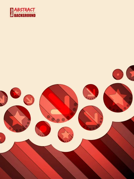 Folleto rojo abstracto con estrellas y flechas Vector De Stock