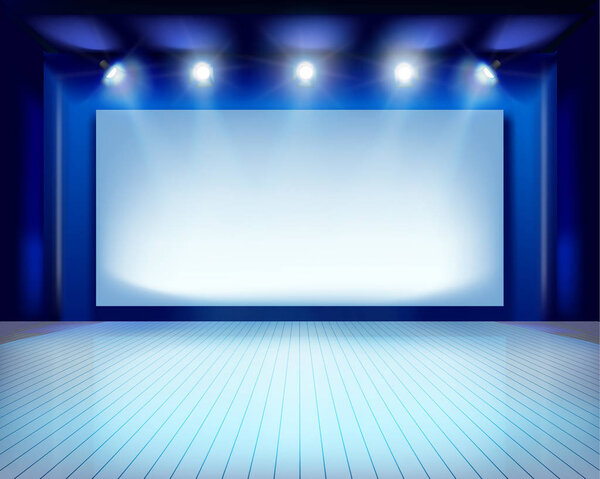 Exposition in art gallery. Vector illustration.