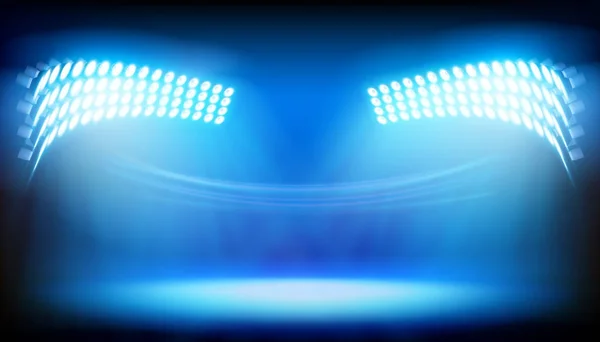 Τα φώτα που στο μεγάλο γήπεδο. Εικονογράφηση διάνυσμα. — Διανυσματικό Αρχείο