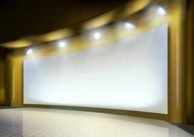 Projeksiyon ekranı Sahne Alanı'nda. Vektör çizim.