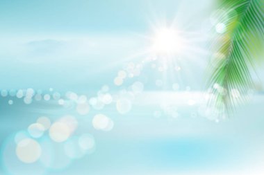 Tropikal plaj manzarası. Vektör çizim. 