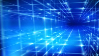  Koyu arkaplanda mavi lazer ışıkları. Vektör illüstrasyonu.