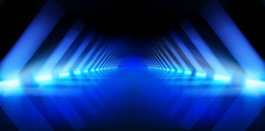 İçi mavi neon ışıklarla dolu. Vektör illüstrasyonu.