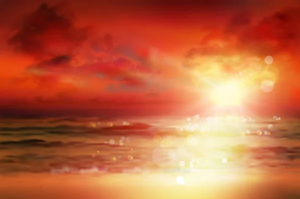 Захід сонця над морем. Векторні ілюстрації . — стоковий вектор