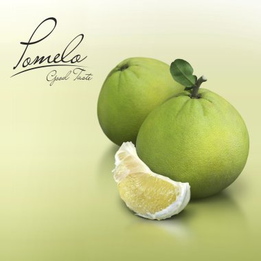 Pomelo yeşil düz arka plan üzerinde