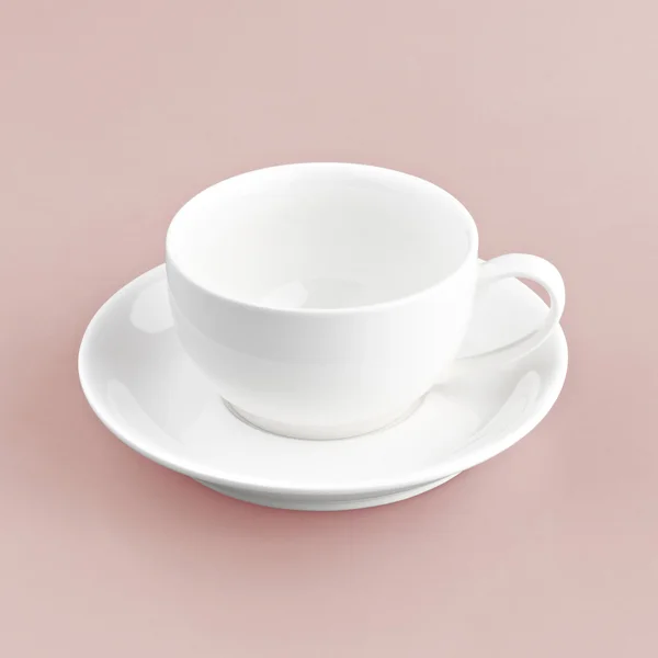 Tasse blanche sur fond rouge — Photo