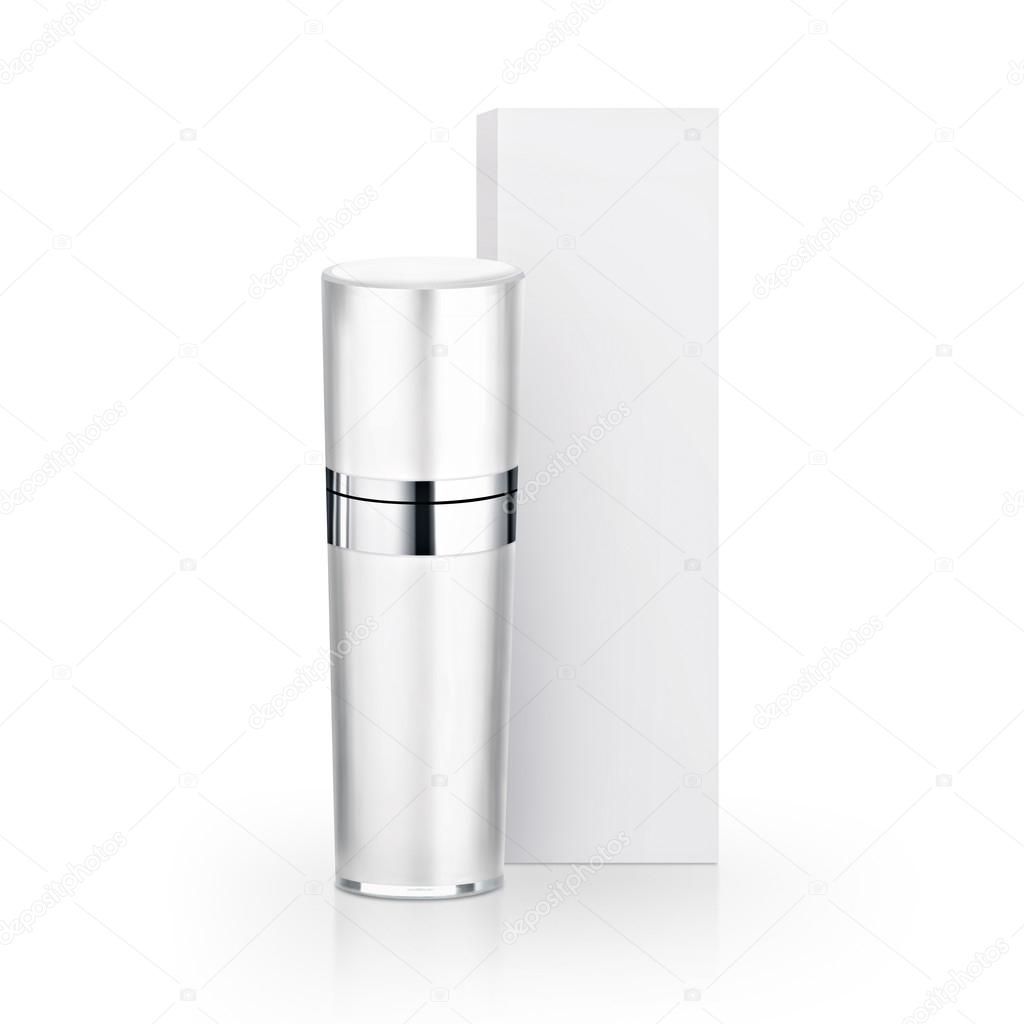 White cosmetic bottle & Box