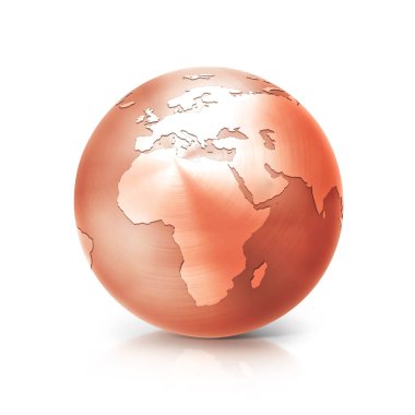Bakır küre 3d Avrupa ve Afrika harita illüstrasyon
