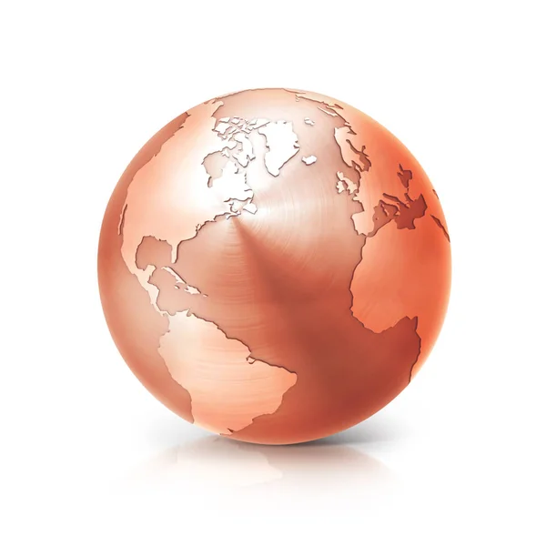 Globe de cuivre illustration 3D Amérique du Nord et du Sud carte — Photo