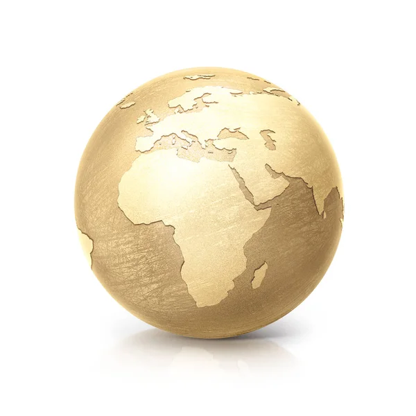 Globe en laiton illustration 3D carte europe et afrique — Photo