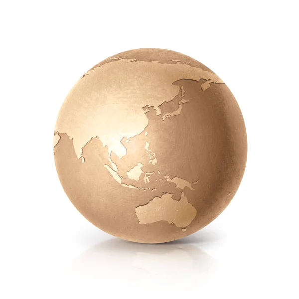 Золотой глобус 3D иллюстрация карта Азии и Австралии — стоковое фото