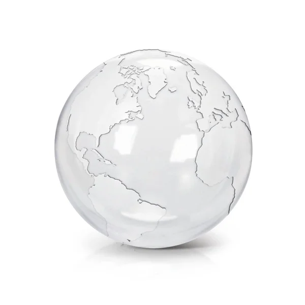 Clear glass globe 3D illustration North and South America map — Stock Photo, Image