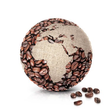 coffee world 3D illustration europe and africa map clipart