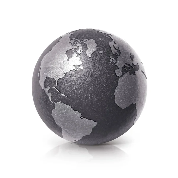 Globe de fer noir Illustration 3D Carte Amérique du Nord et du Sud — Photo