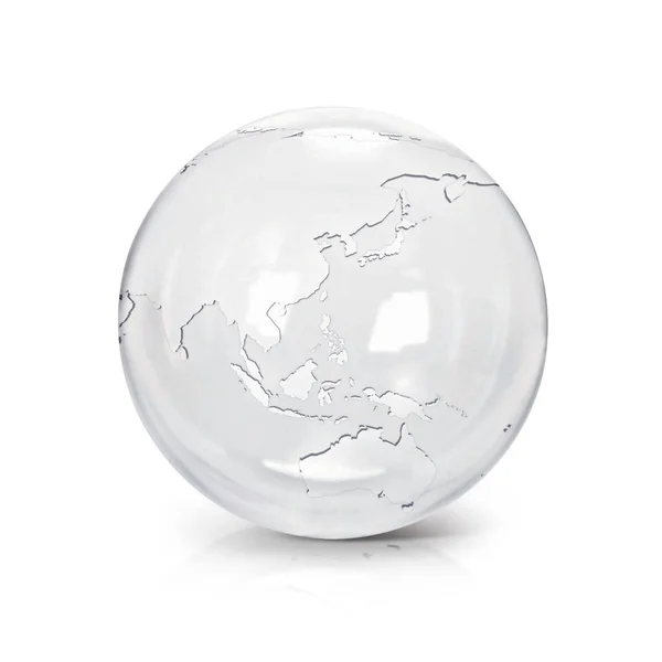 Clear glass globe 3D illustration Asia & Australia map — Stock Photo, Image