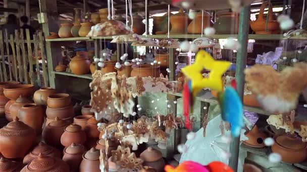 Muitos earthenwares na loja — Vídeo de Stock