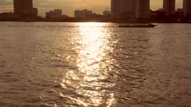 Abend Chao Phraya Blick Auf Das Wasser Thailand — Stockvideo