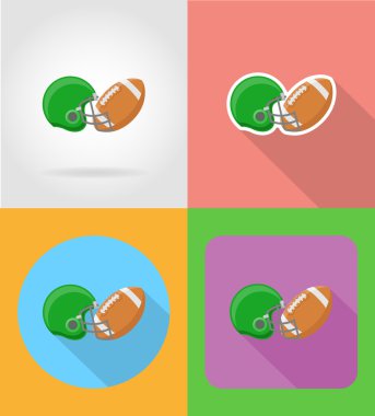 Amerikan futbolu düz simgeler illüstrasyon vektör