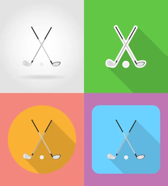 Golf club och bollen platt ikoner vektor illustration — Stock vektor