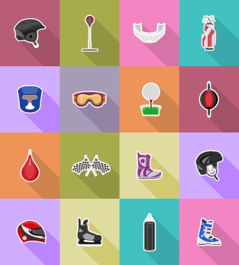 Spor oyun ekipmanları düz simgeler vektör çizim