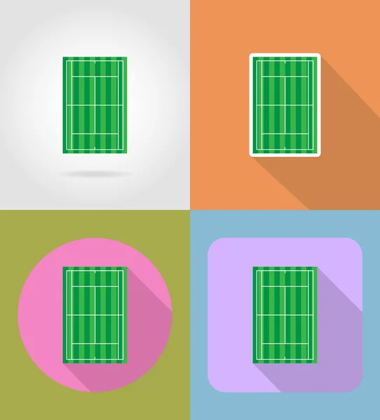 Pista de tenis iconos planos vector ilustración — Vector de stock