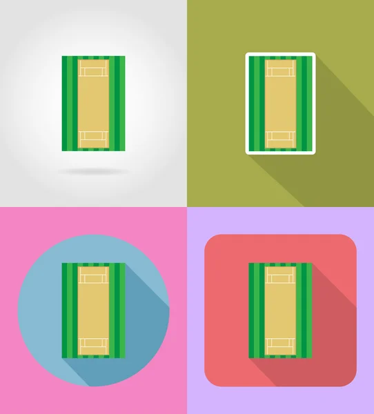 Aire de jeux pour icônes plates de cricket illustration vectorielle — Image vectorielle