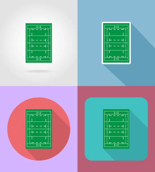 Veld voor rugby plat pictogrammen vectorillustratie — Stockvector