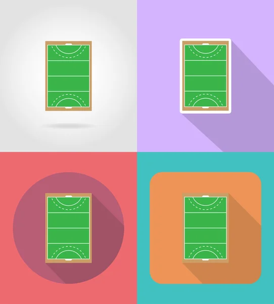 Terrain de jeu au hockey sur herbe icônes plates illustration vectorielle — Image vectorielle
