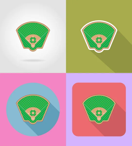 Illustratio beyzbol alan düz simgeler vektör — Stok Vektör
