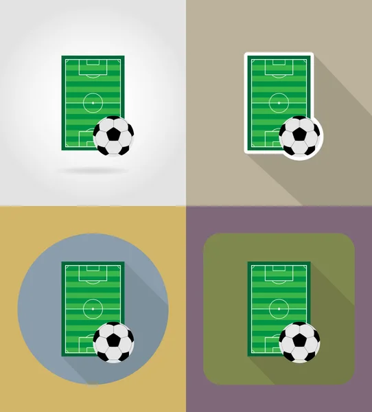 Fotboll Fotboll stadiun fältet platt ikoner vektor illustration — Stock vektor