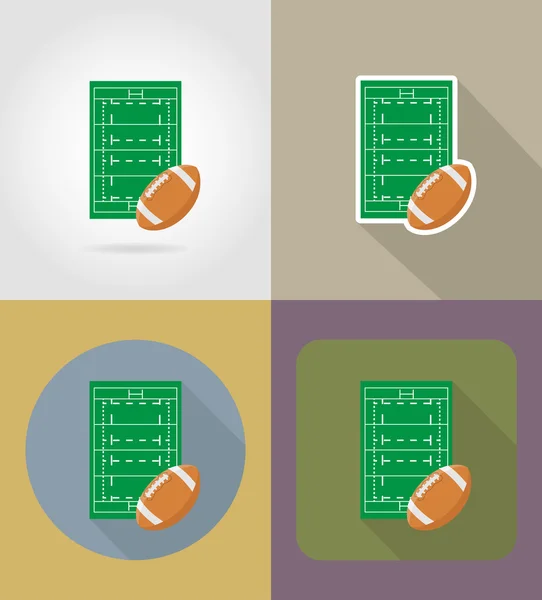 Campo para ícones planos de rugby ilustração vetorial —  Vetores de Stock