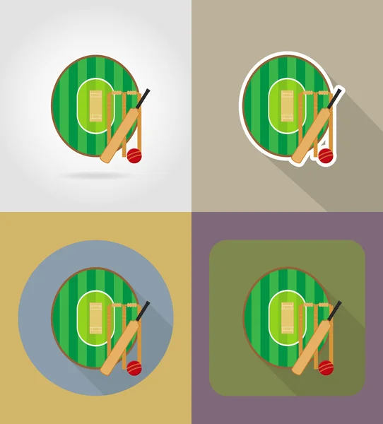 Aire de jeux pour icônes plates de cricket illustration vectorielle — Image vectorielle