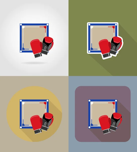 Anneau de boxe icônes plates illustration vectorielle — Image vectorielle