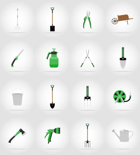 Gardening tools flat icons vector illustration — Stock Vector