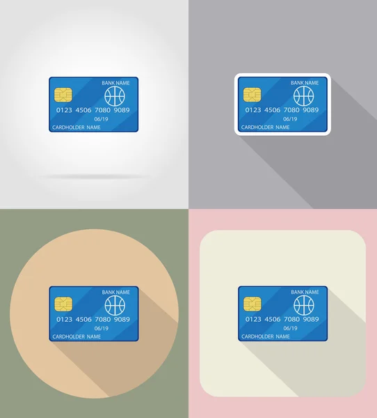 Carta di credito icone piatte illustrazione vettoriale — Vettoriale Stock