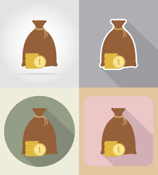 Sacchetto di denaro piatto icone vettoriale illustrazione — Vettoriale Stock