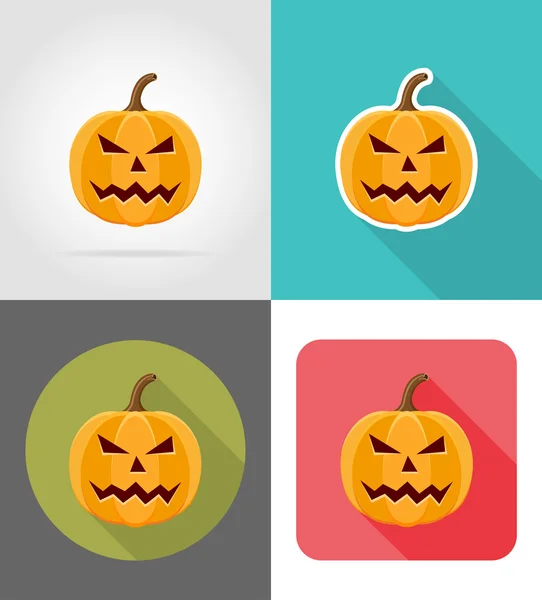 Halloween calabaza iconos planos vector ilustración — Vector de stock
