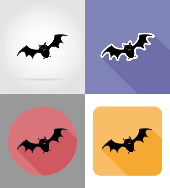 Halloween murciélago iconos planos vector ilustración — Archivo Imágenes Vectoriales