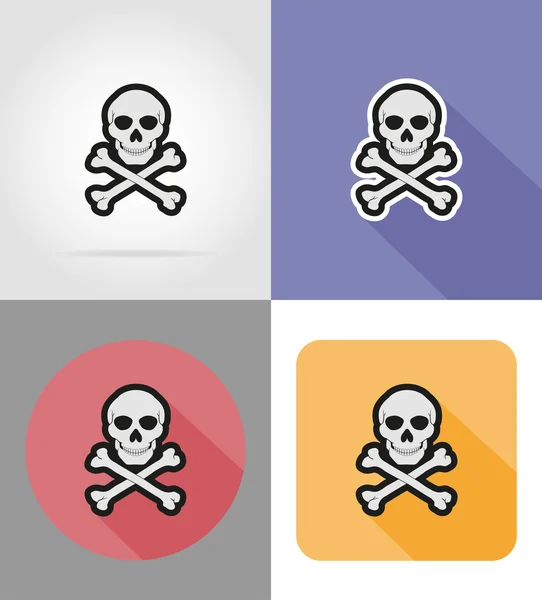 Skull and crossbones flat icons vector illustration — Stock Vector