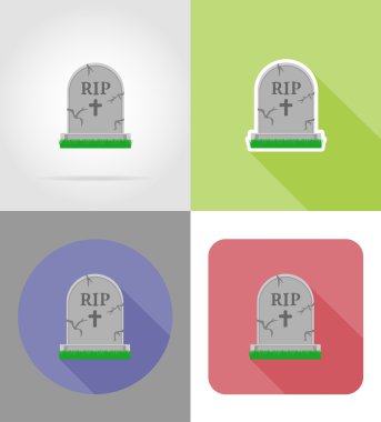 Cadılar Bayramı mezar düz simgeler illüstrasyon vektör