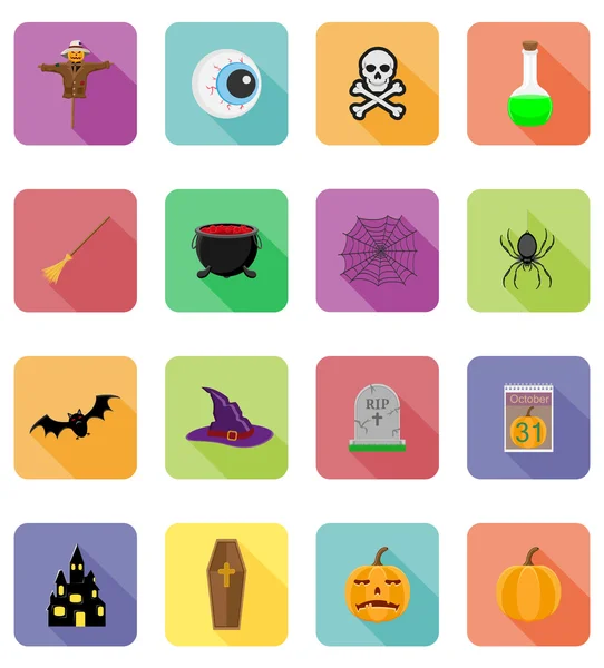 Halloween plana ícones vetor ilustração — Vetor de Stock